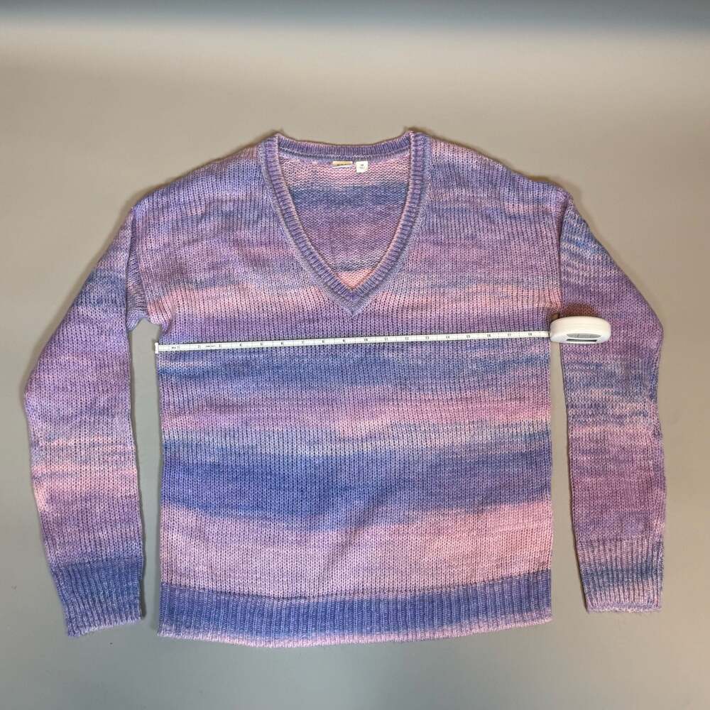 GAP Women’s XS Pink Purple Blue Striped V-Neck Knit Sweater Long Sleeve - Picture 5 of 8